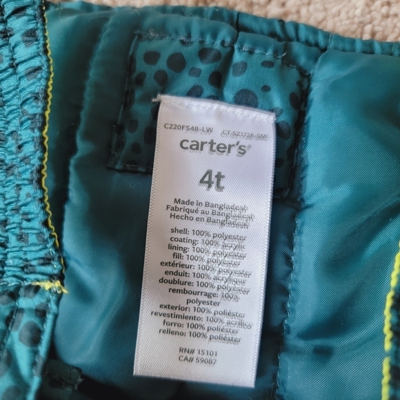 2/$20 Carter's Dino Snow Bib 2T - Picture 2 of 2